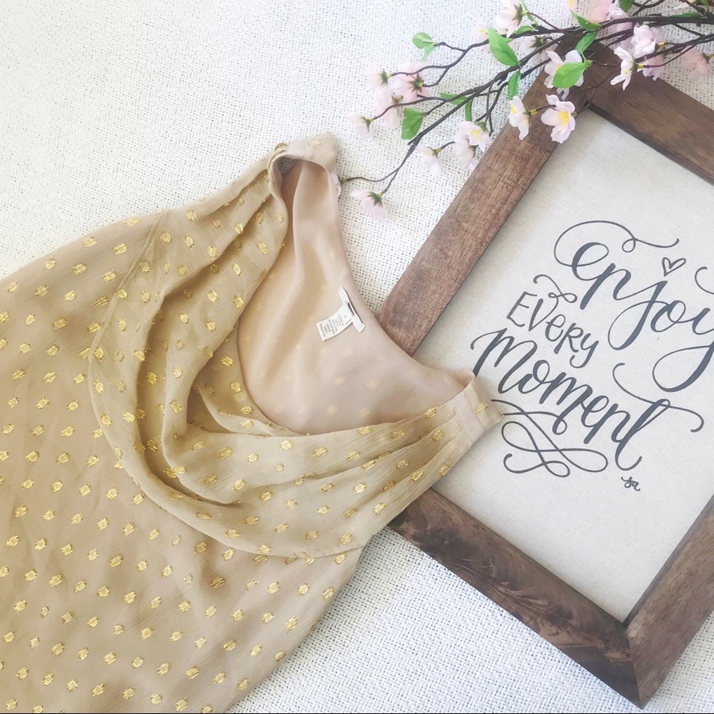 J. Crew Cowl Neck Gold Thread Blouse